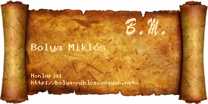 Bolya Miklós névjegykártya